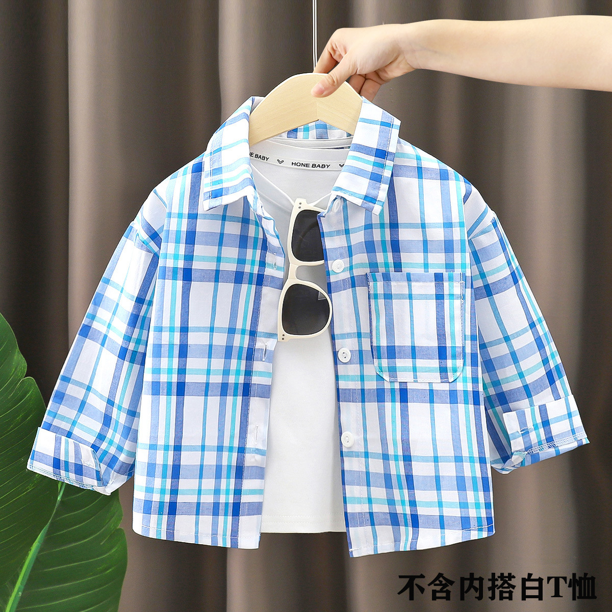 Camisa para niños para hombre 2025 nueva camisa a cuadros de algodón de estilo occidental para bebés primavera y otoño Cárdigan de solapa de moda para niños