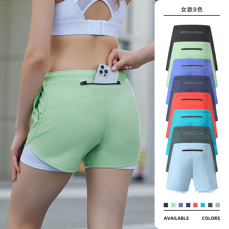 Summer outdoor marathon running fitness shorts women's fake two-piece three-point yoga pants anti-exposure sports shorts Summer outdoor marathon running fitness shorts women's fake two-piece three-point yoga pants anti-exposure sports shorts