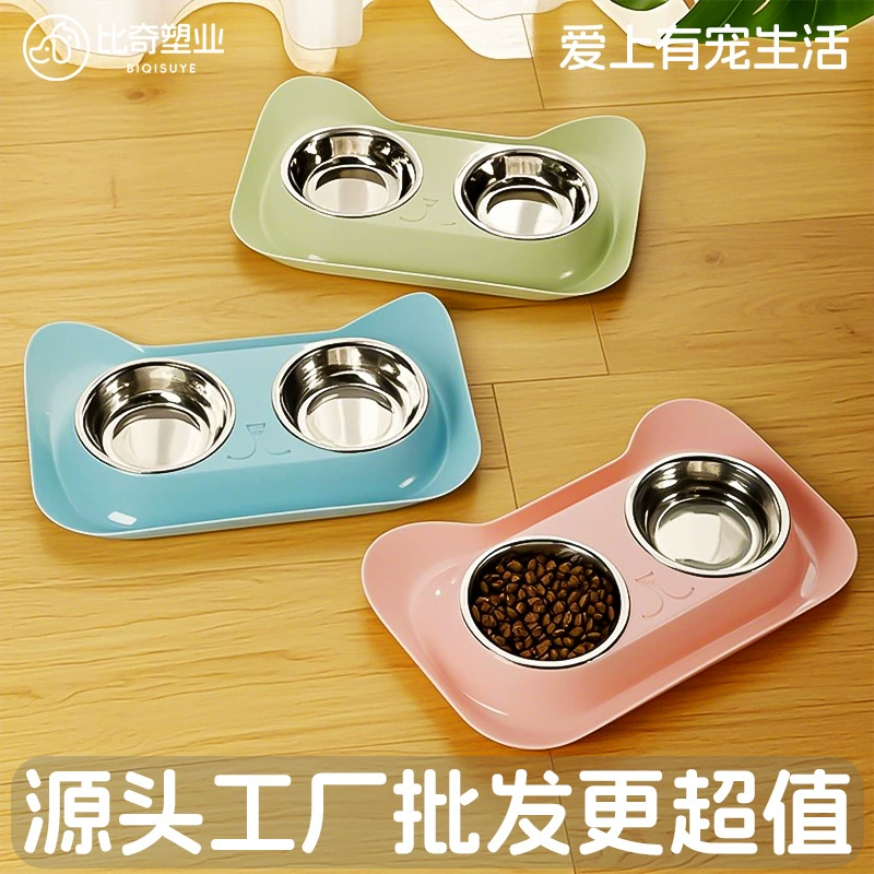 Новая миска для кошек в форме кошки, миска для домашних животных, миска для кошек из нержавеющей стали, миска для собак, герметичная миска для корма для кошек, миска для питья для кошек и собак, оптовая продажа