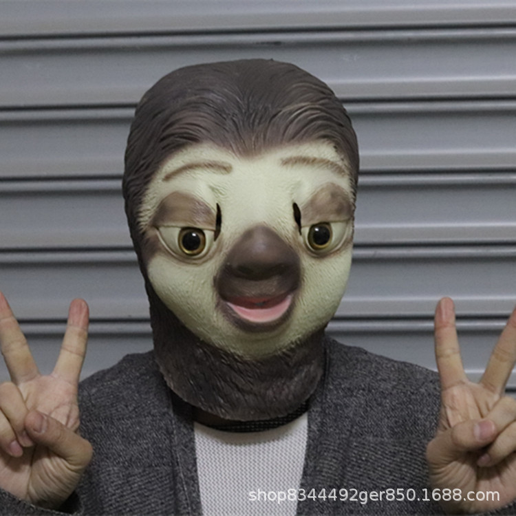 Perezas máscara de Halloween lindo divertido animal látex tocado TikTok Red rojo accesorios de rendimiento loco animal Ciudad