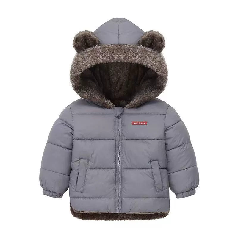 Children's double-sided velvet keep warm down jacket for boys, increased thickness