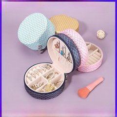 2024 Cross-border Style Round Multicolor Jewelry Box, Portable and Simple Earring and Stud Storage Box
