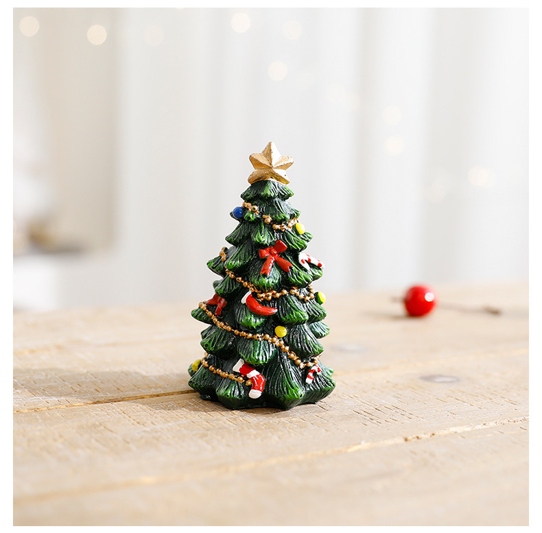 Resin Christmas Tree Decor Set – 13.5 Inch Large & Small Desktop Holiday Ornaments For Home & Party_voghion.com