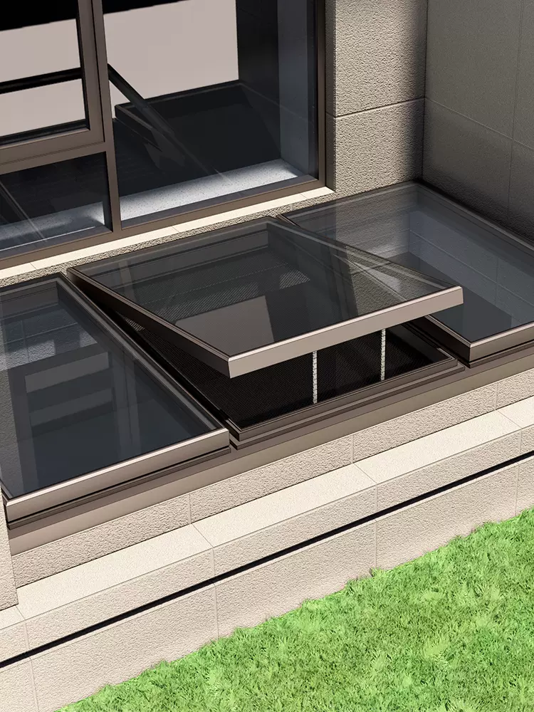 铝斜平屋顶智能电动天窗盖阳光房阁楼地下室采光井老虎窗工厂直销