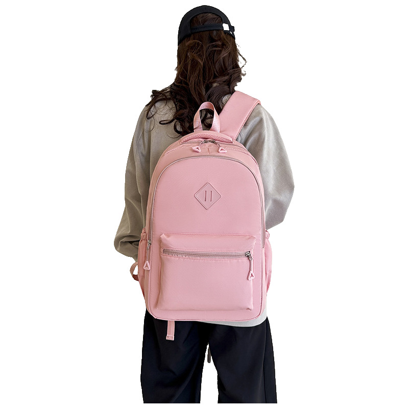 双肩包纯色简约时尚质感大容量学生书包男女通用休闲旅行电脑背包