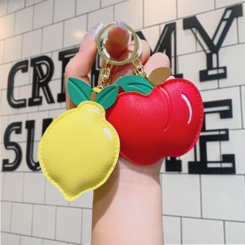 Cartoon Pu Leather Cute Fruit Keychain Pendant Fashion Creative Doll Accessories Cute Bag Pendant Wholesale