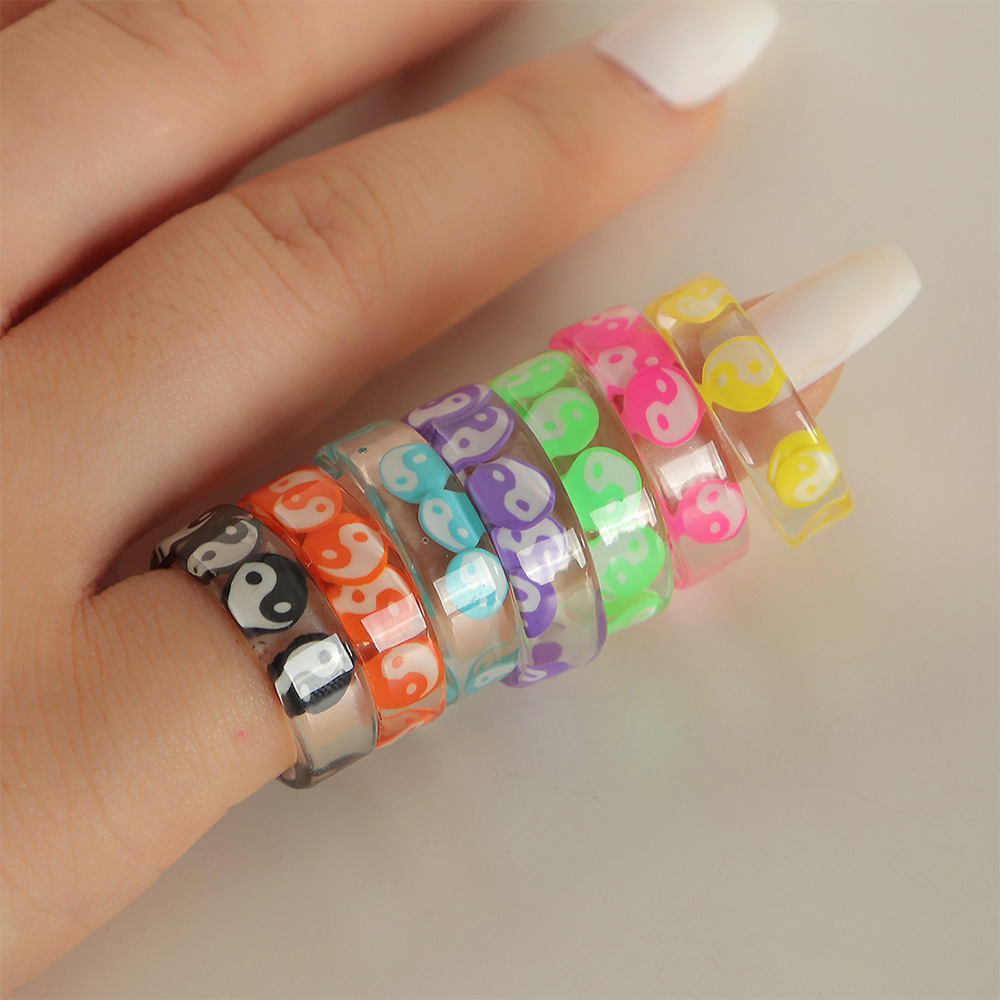 Retro The Eight Trigrams Color Ring Fashion Ring Seven-piece Jewelry Female display picture 4