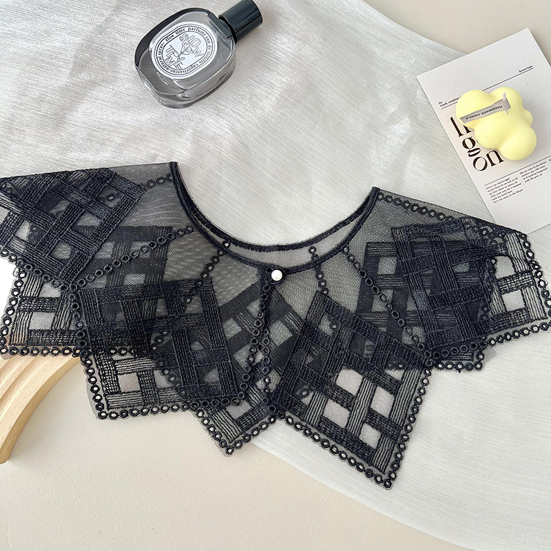 Camisas de cuello falso para niños de cuello falso de encaje, bufandas huecas, cuello, cuello de loto