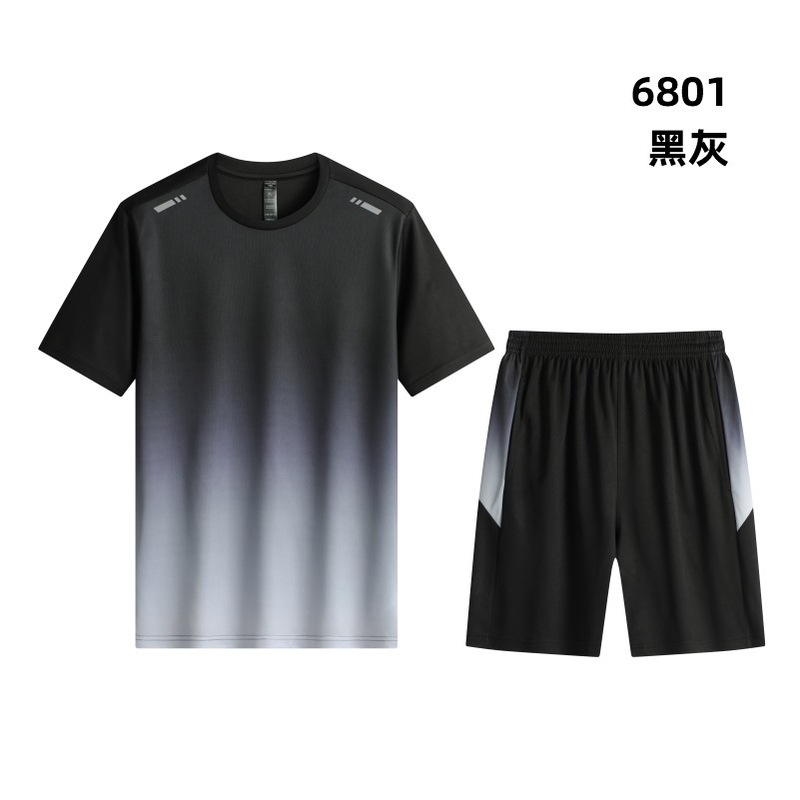 跑步服定制男冰丝运动服印logo健身衣套装夏季短袖t恤晨跑速干裤|undefined