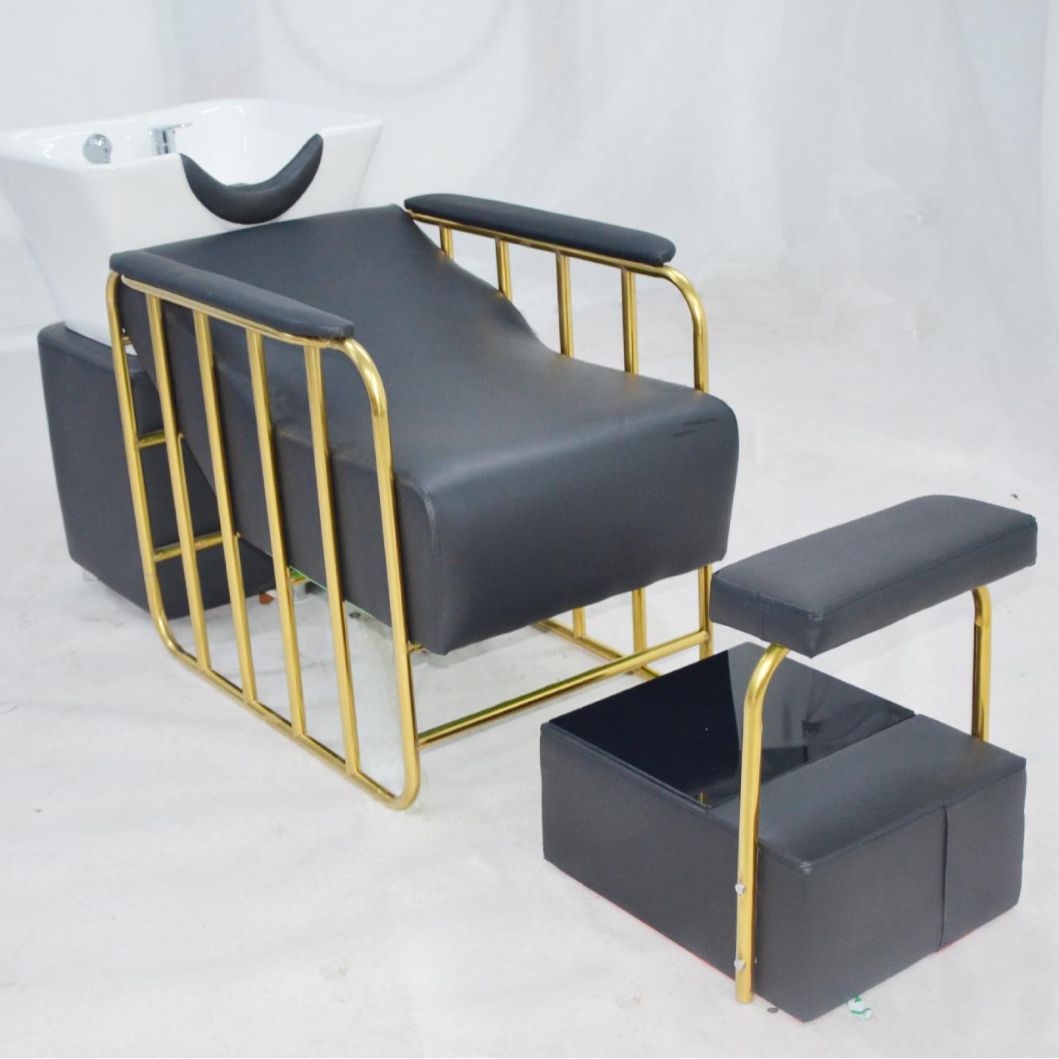 Cama de champú de moda peluquería cama de masaje especial cama de lavado salón de pelo de cerámica cuenca peluquería cama de peluquería al por mayor