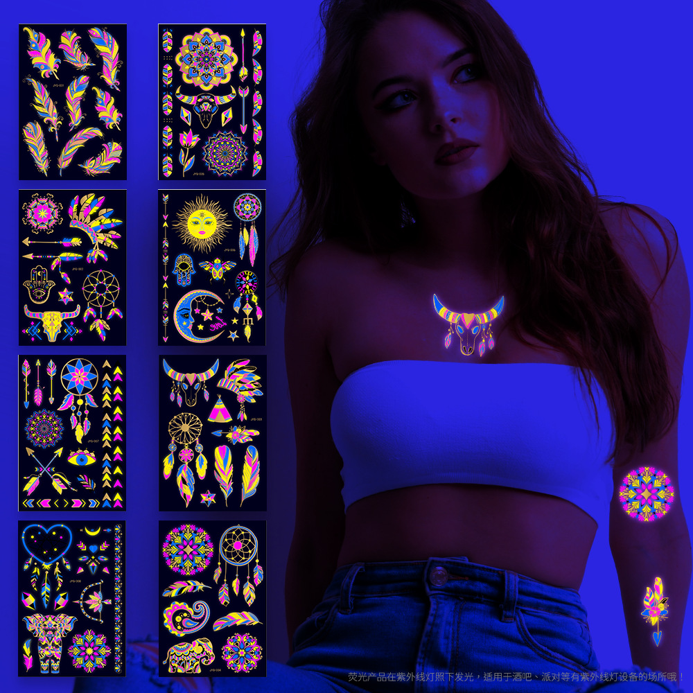 Tatuajes Temporales Fluorescentes Papel de Transferencia de Agua Impermeable para Brazo y Cara