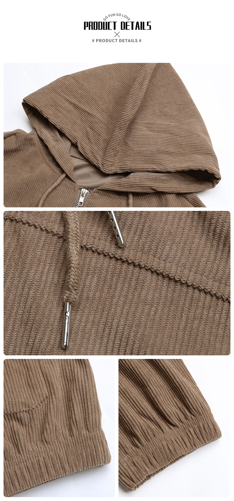 Solid Color Hooded Corduroy Women's Jackets_voghion.com