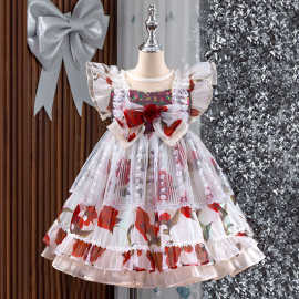 2025夏款童装洛丽塔女童蛋糕蓬蓬礼服裙夏季梦幻洋气高级连衣裙