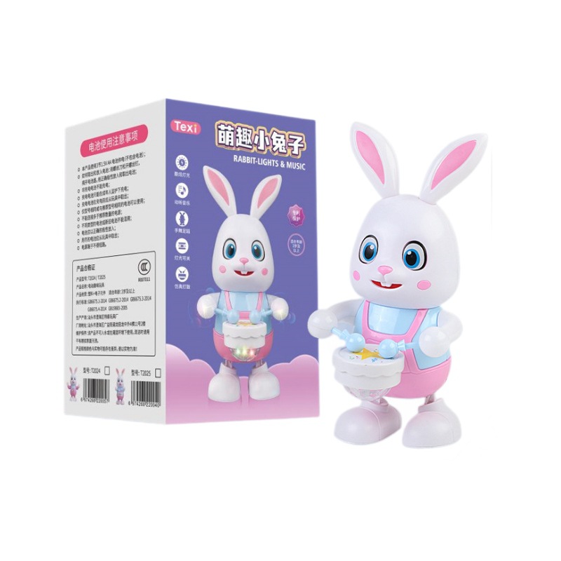 Dropshipping Electric Dancing Light-Up Bunny Toy That Can Sing and Play Drums, Wholesale Lanterns for Street Stalls, Educational Toys
