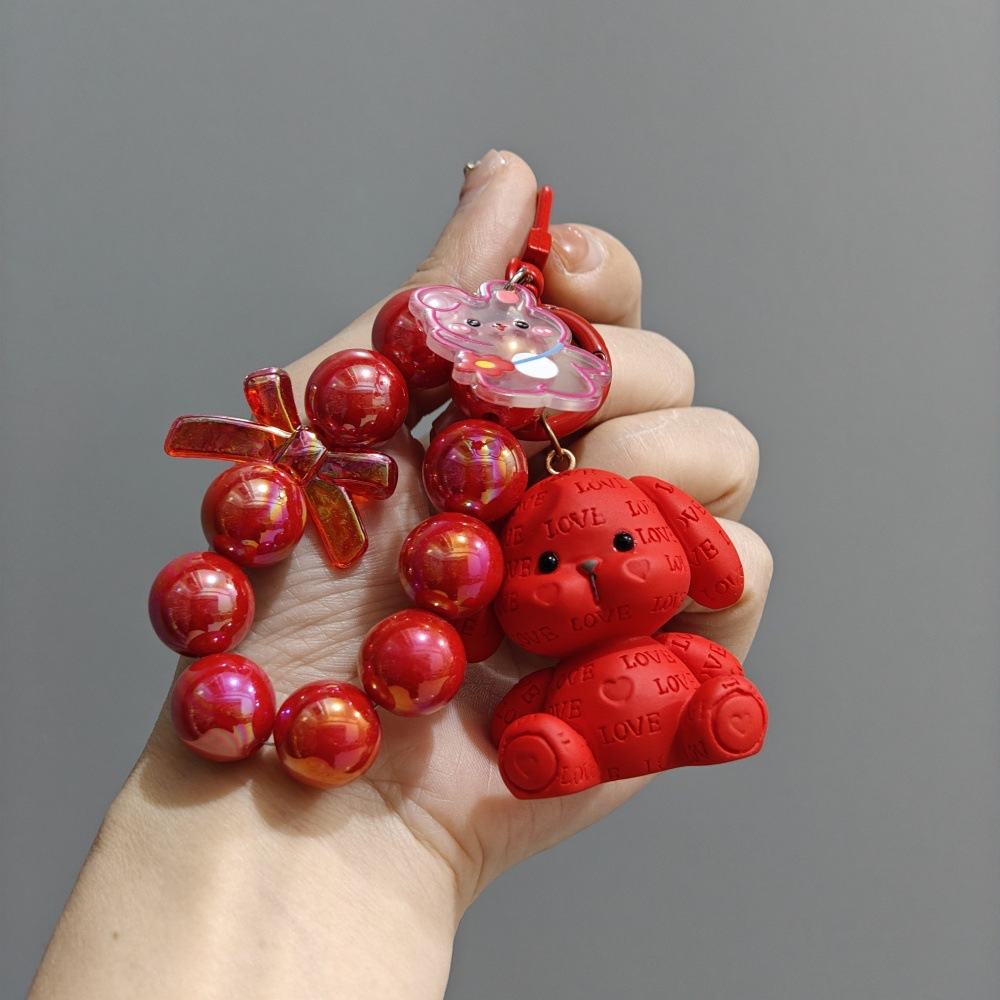 Muñeca con cuentas, llavero de coche, colgante, dibujos animados femeninos, dudo oso, ballena, pareja, llavero, bolso para teléfono móvil, colgante