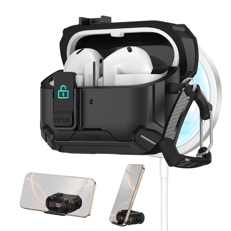 Samsung Galaxy Buds3/3Pro Bluetooth ヘッドフォン カバー、ロック バックル磁気ホルダー付き、落下防止保護ケースに適しています。|undefined