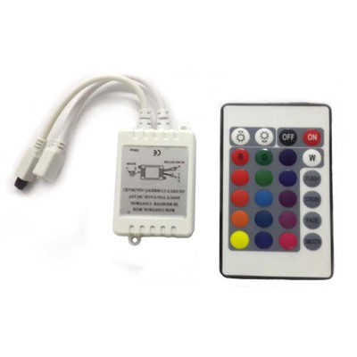 RGB控制器 24键红外遥控 小白盒灯带驱动器 LED5050七彩 方形16色