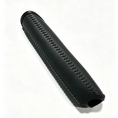 and Sagitar; hand-stitched gear shift cover – Sürətlər qutusu və əl tormozu başlıqları - handbrake-cover-black-leather-black-stitching