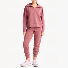 跨境欧美高端半拉链女装卫衣新款休闲时尚女式长袖开衫两件套装