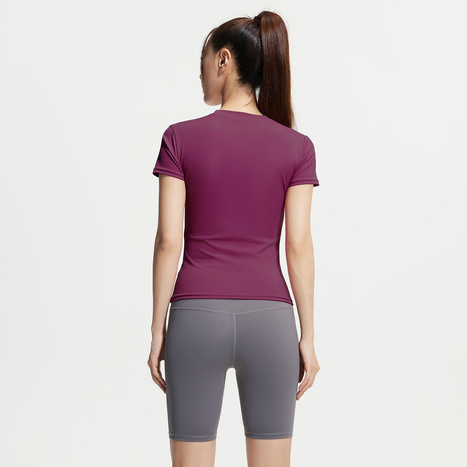 Juyi Tang verano yoga camisa de mangas cortas para mujeres delgada secado rápido y transpirable ajuste deportivo para correr y fitness set