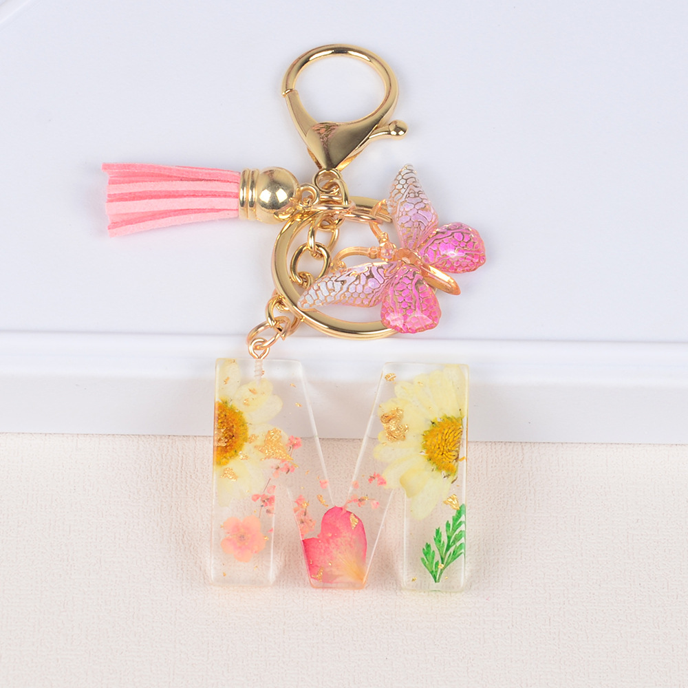 Original Design Letter Butterfly Plastic Epoxy Flowers Bag Pendant Keychain display picture 13