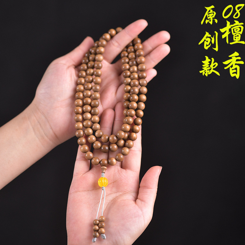 India's Old Mountain Sandalwood 108 Multi-Circle Bracelet diy Original Black Meat Old Material Sandalwood Ethnic Style Women's Bracelet