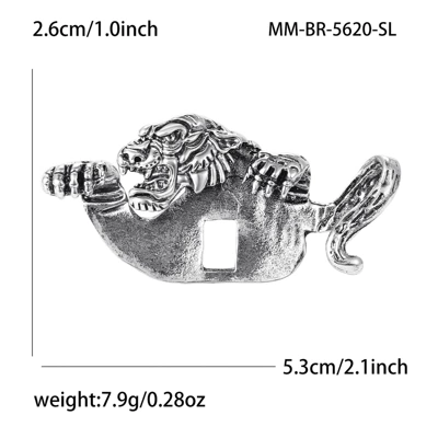 New Vintage-Style Bold Alloy Enamel Tiger Brooch, Creative and Versatile Men's Suit Coat Lapel Pin Accessory (Yaxa sancaqları) - silver-5620-sl