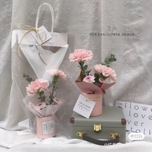 小花盒单支玫瑰包装花艺资材圆形小花桶迷你抱抱桶鲜花包装盒