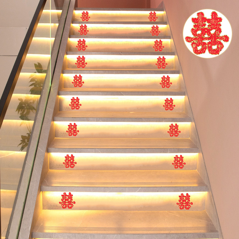 Sala de bodas escaleras decoración no tejida pegatinas de pared Garland Xi pegatinas de personajes suministros de boda nueva casa diseño de escena