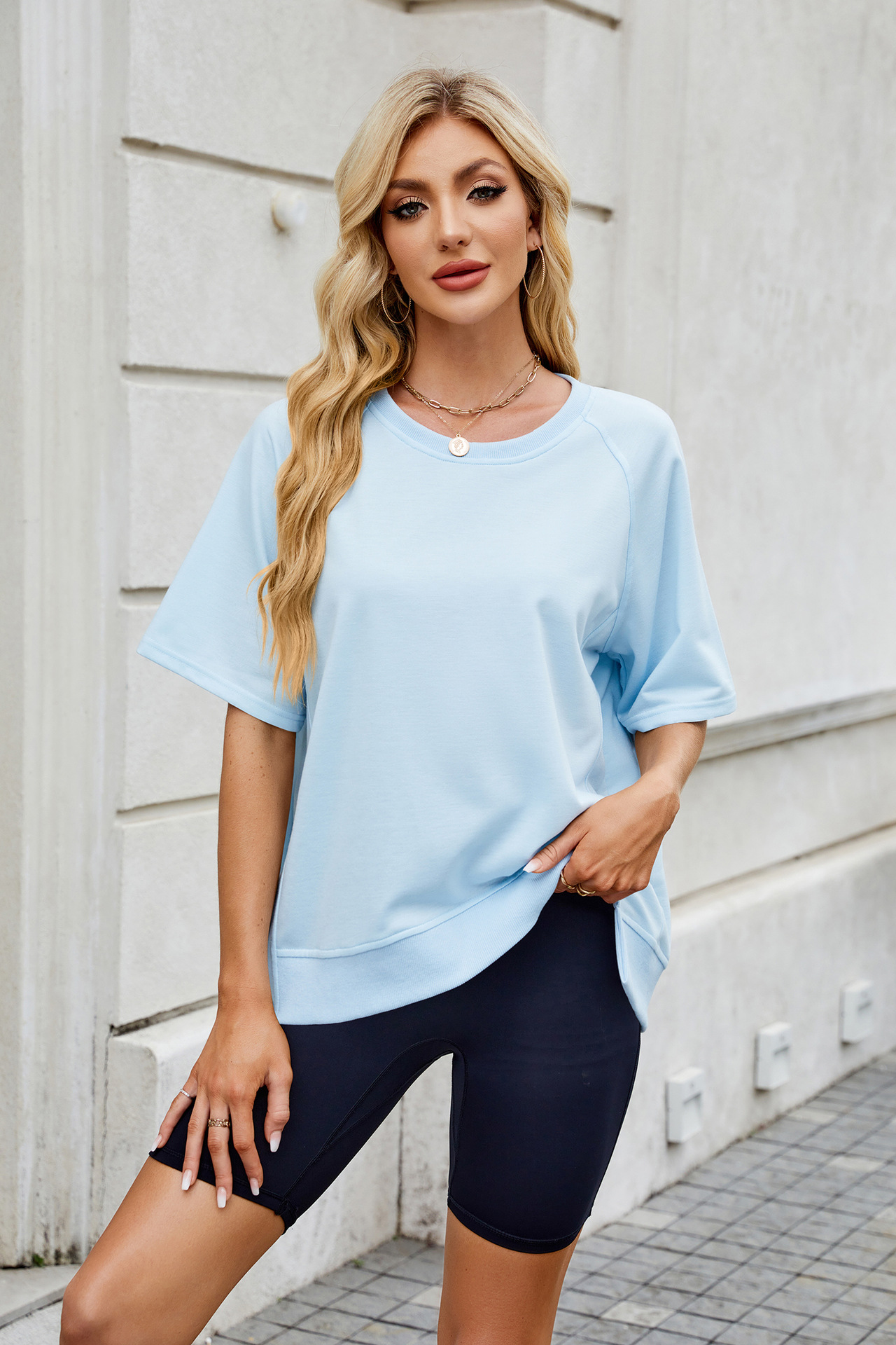 281g Weight Half Sleeve Sleeve Length Pullovers Placket Type Regular Sleeve Sleeve Type Rayon, Polyester Fabric Type Regular Top Length T-shirt Tops Type Casual, Daily Occasion Round Neck Neckline Loose Fit Type Solid Color Pattern Summer, Spring Season Women's Gender Basic Style Wholesale Women's Basic Solid Color Half Sleeve T-Shirts 3