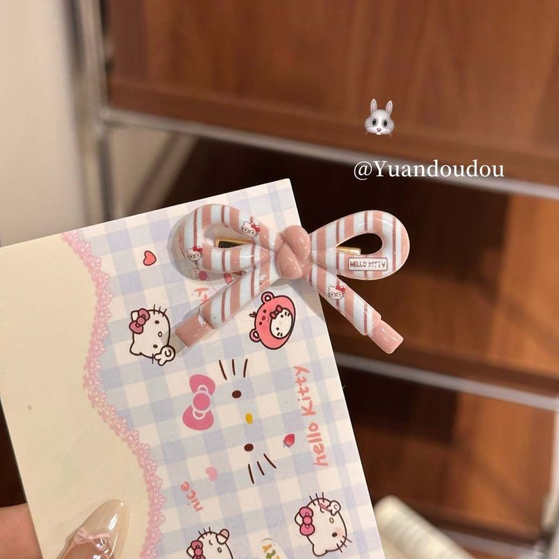 秋季新款咖色猫咪领结发夹日系甜美少女风碎发鸭嘴夹发卡发饰批发|undefined