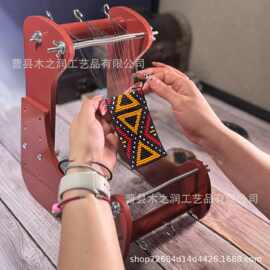 跨境木制编织器串珠手链米珠编织发簪串珠玩具支架编织机