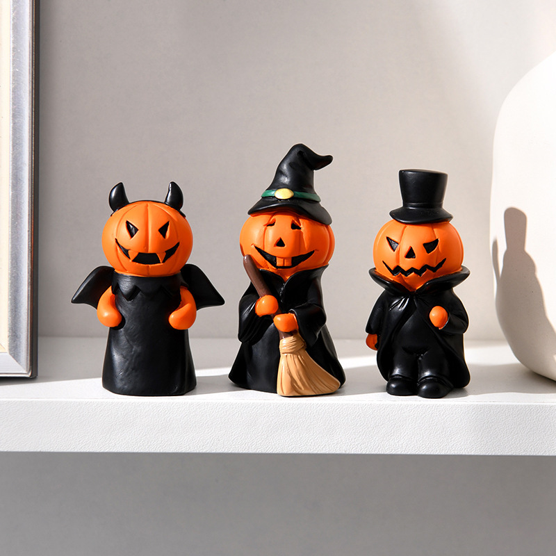 国境を越えた新製品ハロウィーンカボチャ祭りパーティー装飾品ホームデスクトップ幽霊魔女人形樹脂置物|undefined