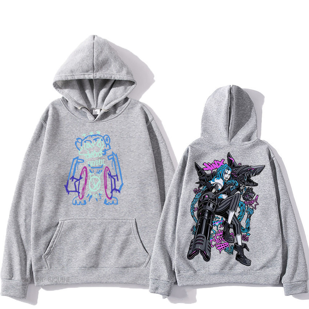 Jinx Arcane Unisex Hooded Cartoon Print Japanese Anime