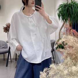 2026夏季中式麻料上衣女改良禅意盘扣佛系衣服薄款中国风衬衫茶服