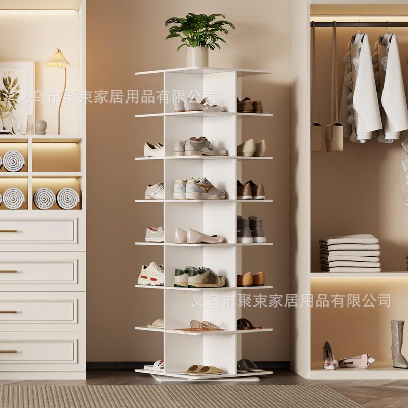 Cross-Border Amazon Square Rotating Shoe Rack Living Room Multi-Layer Storage Rack Cloakroom Shoe and Handbag Storage Rack