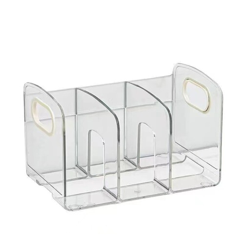 Light luxury desktop bookshelf office bookend transparent thickened PET separated book storage rack dormitory desktop storage