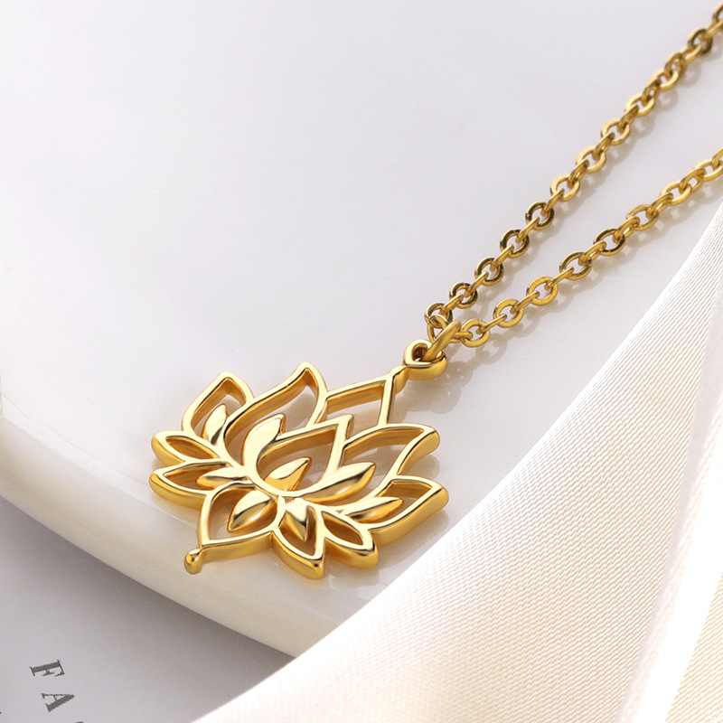 Stone-Free Inlay Material Rings, Necklace Classification 1 Piece Quantity PVD Coated Real Gold Plated Flower Stainless Steel Copper Simple Style Waterproof Non Tarnish Rings Necklace