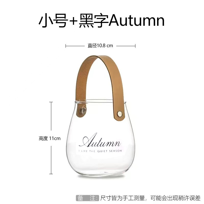 創意皮革手提げガラス生態花瓶杯微景観水培植物花器乾花工芸創意家庭|undefined