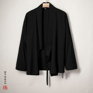 2024 autumn and winter new Chinese style men's cotton and linen improved Hanfu new Chinese style Taoist robe coat factory wholesale
