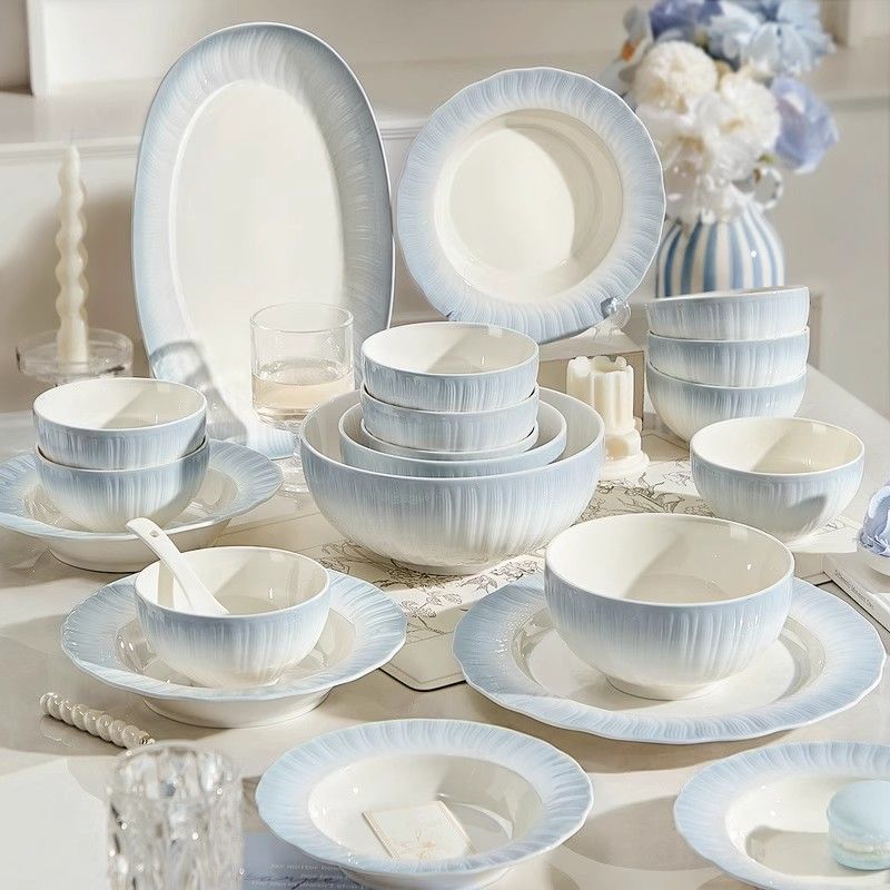 Underglaze Color Bowl and Dish Set for Home Use 2025 Tableware High-Value Bowls and Plates for Moving into a New Home Bowls and Chopsticks Bowls for Gift Giving Wholesale