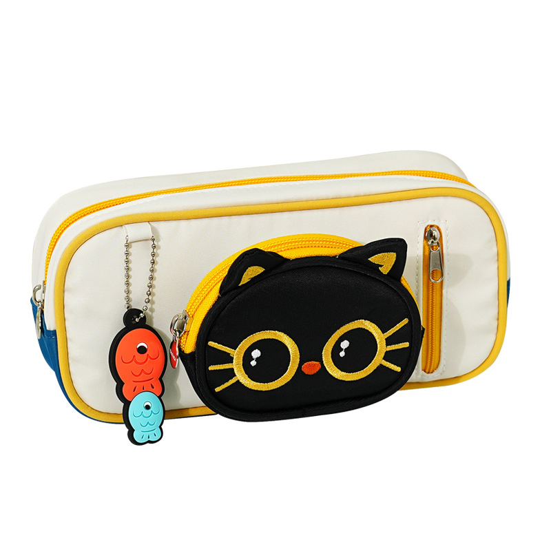 Estuche para lápices de gato de dibujos animados lindo Estuche para papelería para estudiantes Estuche para lápices de gran capacidad y alto valor para niños y niñas Estuche para lápices de papelería