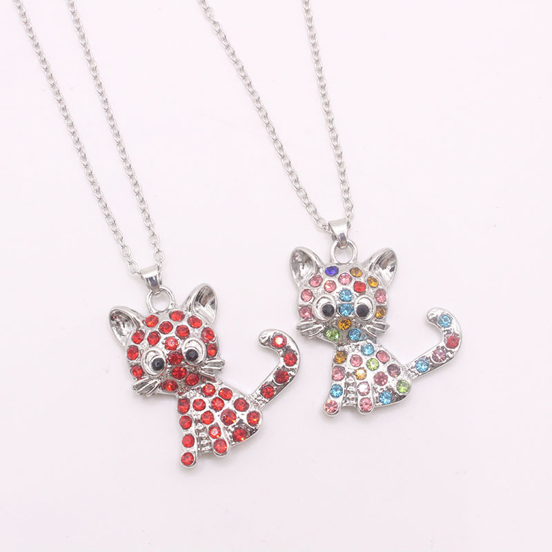 1 Piece Cute Cat Alloy Inlay Rhinestones Women's Pendant Necklace display picture 2