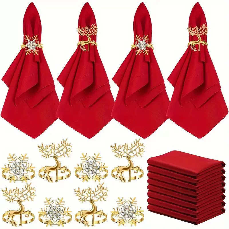 跨境 圣诞梅花鹿餐巾环 餐巾扣酒店婚庆柳叶西式餐巾环餐巾圈