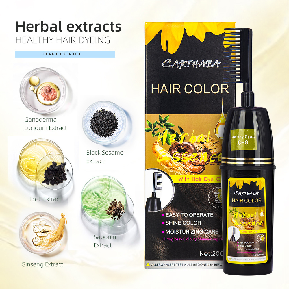 跨境批發一梳彩染髮劑 蓋白髮泡泡染純植物一梳彩染髮劑 快速發貨