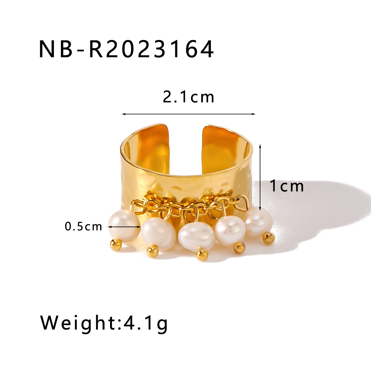 Women's Gender IG Style Style Wholesale Jewelry IG Style Geometric 304 Stainless Steel Freshwater Pearl 18K Gold Plated Plating Charm Rings Open Rings