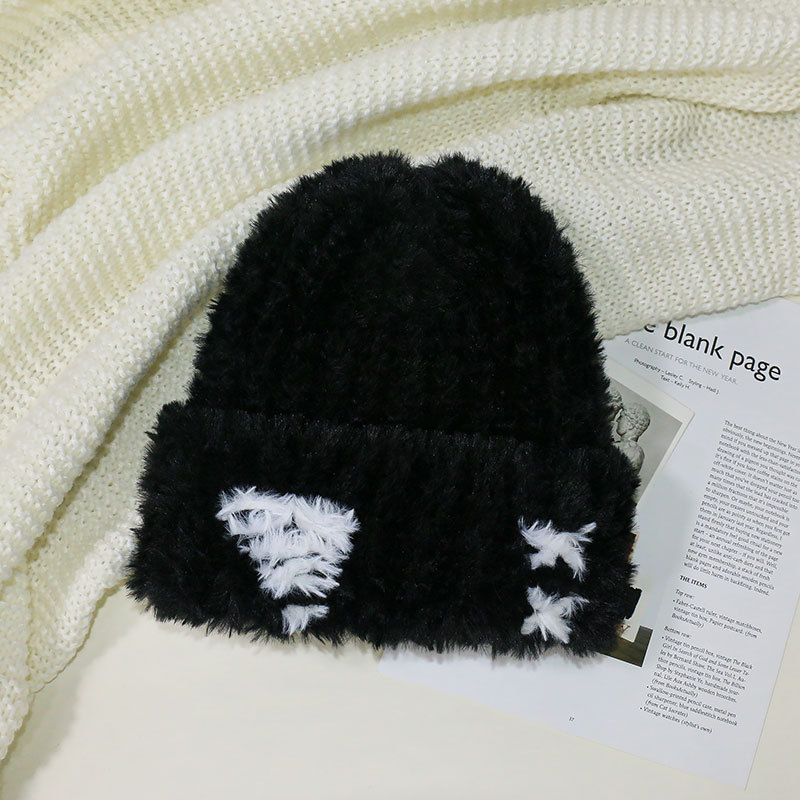 Plush Knitted for Women in Autumn Winter Korean Edition, Small Face and Versatile Woolen Hat, Big Headband, Warm Ear_voghion.com