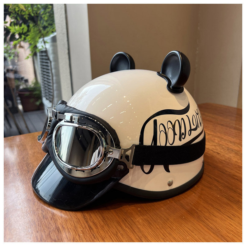 Retro Motorcycle Helmet 3C Certified Electric Vehicle Safety Helmet Men's and Women's Half Helmet Summer Sun Protection Safety Helmet Motorcycle Helmet