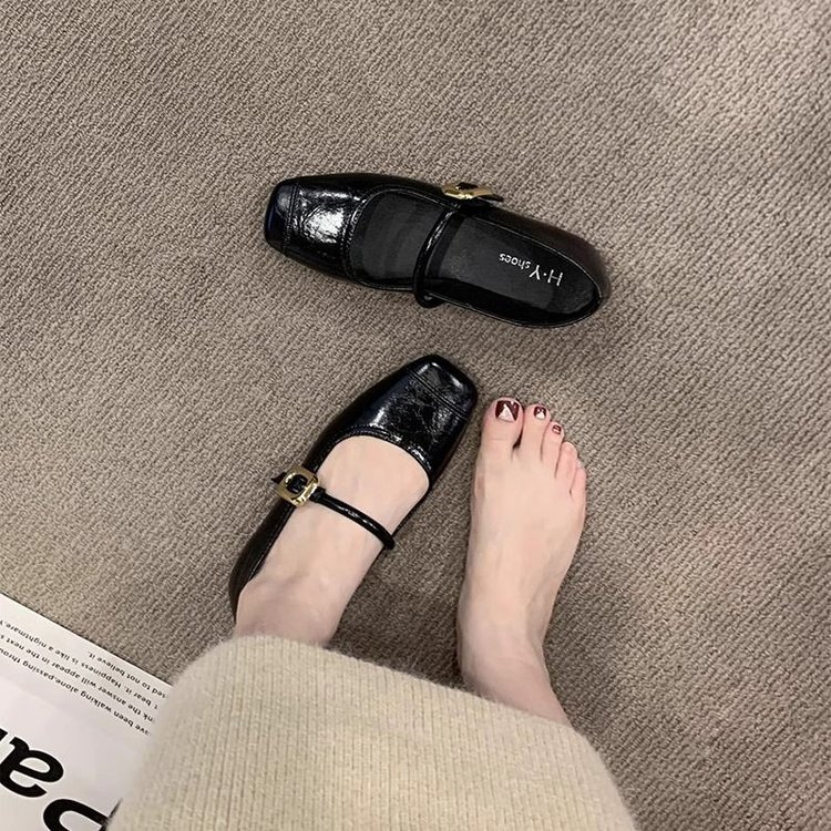 New Cross-border Flat Loafers, Square-toed Women's Low-cut Slip-on Shoes, Versatile Single Shoes_vogvips.com