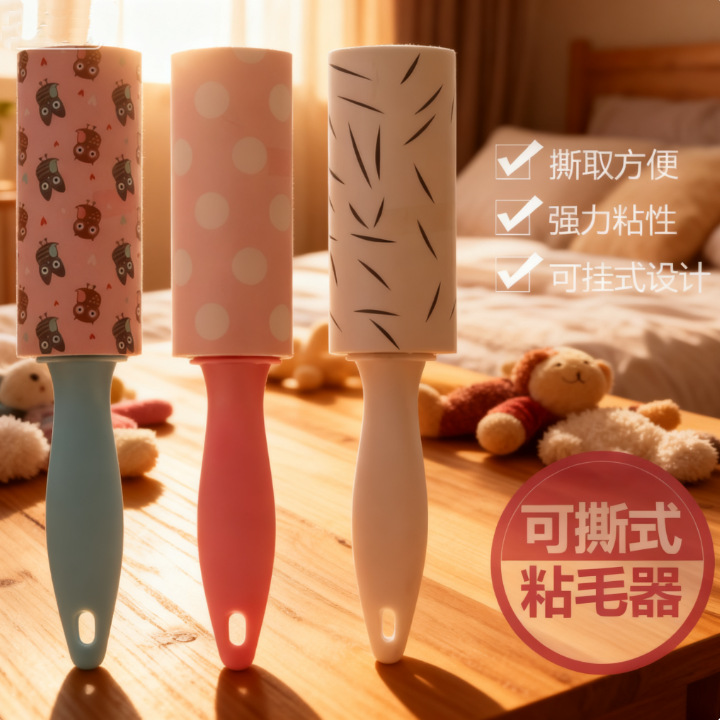 批发小号手持粘毛纸迷你可撕衣物滚筒粘毛器滚除尘纸去衣服除毛